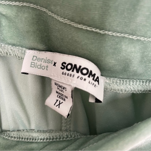 DENISE BIDOT x SONOMA •Velvet Wide-Leg Pants in Sage green - Picture 4 of 9